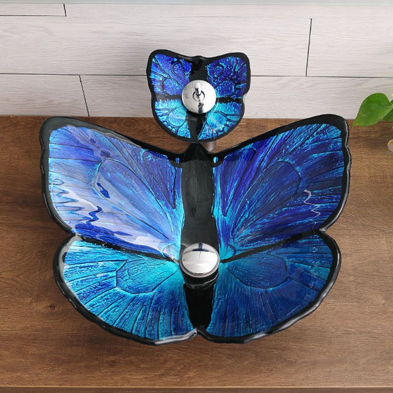 Tempered Glass Bathroom Sink Modern Style Bathroom Sink with Specialty Shape Clearhalo 'Bathroom Remodel & Bathroom Fixtures' 'Bathroom Sinks & Faucet Components' 'Bathroom Sinks' 'bathroom_sink' 'Home Improvement' 'home_improvement' 'home_improvement_bathroom_sink' 1200x1200_9556836e-3159-4ecf-a63f-8974b19213f8