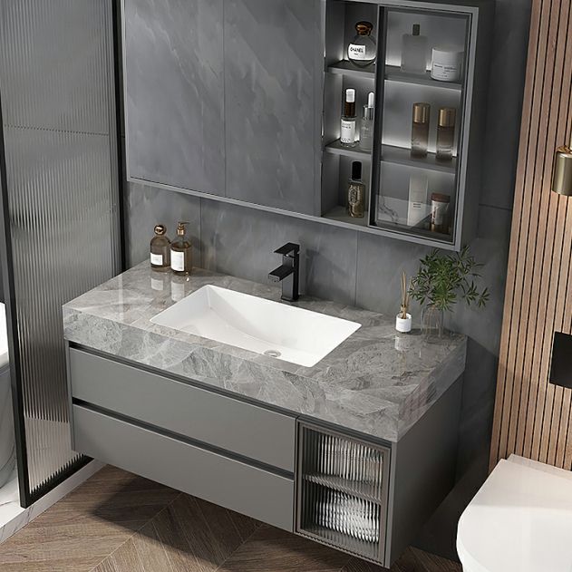 Contemporary Bathroom Sink Vanity Wall Mounted Standard with Two Drawer Clearhalo 'Bathroom Remodel & Bathroom Fixtures' 'Bathroom Vanities' 'bathroom_vanities' 'Home Improvement' 'home_improvement' 'home_improvement_bathroom_vanities' 1200x1200_95597227-bdd7-45a7-99de-7d0ac1c5e30a