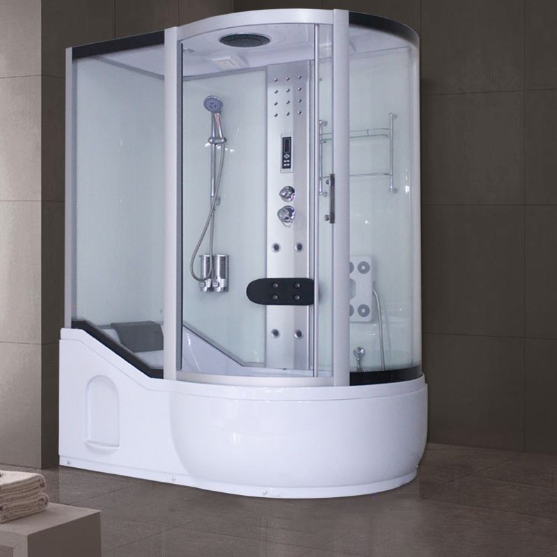 Round Tempered Glass Shower Enclosure with Base Kit Framed Tub & Shower Kit Clearhalo 'Bathroom Remodel & Bathroom Fixtures' 'Home Improvement' 'home_improvement' 'home_improvement_shower_stalls_enclosures' 'Shower Stalls & Enclosures' 'shower_stalls_enclosures' 'Showers & Bathtubs' 1200x1200_95857db4-9e9a-4790-af3e-304671b8ad2c