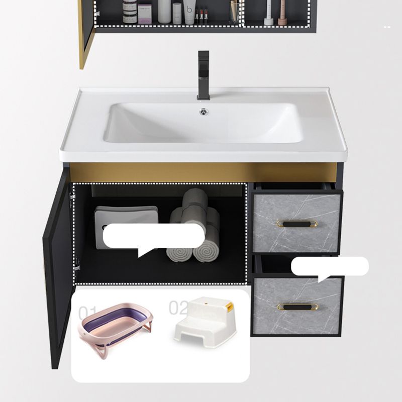 Modern Sink Vanity Set Wall Mounted Drawers Ceramic Sink Set Clearhalo 'Bathroom Remodel & Bathroom Fixtures' 'Bathroom Vanities' 'bathroom_vanities' 'Home Improvement' 'home_improvement' 'home_improvement_bathroom_vanities' 1200x1200_9587d155-0077-4105-af1b-a4292358e627