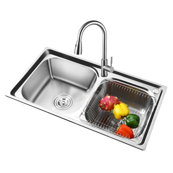 Rectangle 2 Holes Kitchen Sink with Basket Strainer Stainless Steel Double Basin Sink Clearhalo 'Home Improvement' 'home_improvement' 'home_improvement_kitchen_sinks' 'Kitchen Remodel & Kitchen Fixtures' 'Kitchen Sinks & Faucet Components' 'Kitchen Sinks' 'kitchen_sinks' 1200x1200_95925f2b-2d77-4fdf-aed8-0177e85ecae8