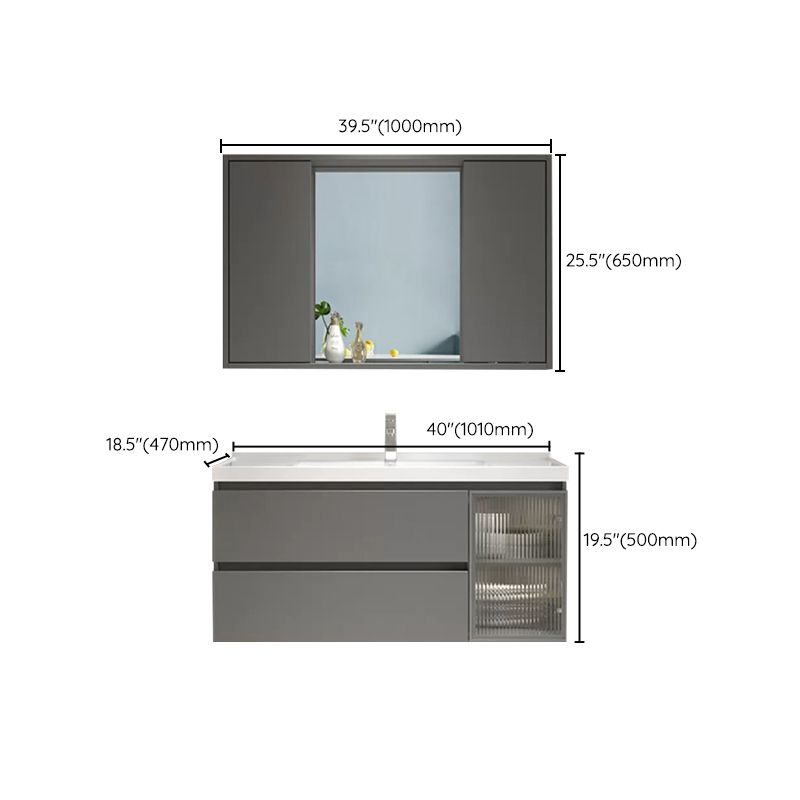 Glam Bathroom Vanity Set Wall Mount Bathroom Sink Vanity with Mirror Clearhalo 'Bathroom Remodel & Bathroom Fixtures' 'Bathroom Vanities' 'bathroom_vanities' 'Home Improvement' 'home_improvement' 'home_improvement_bathroom_vanities' 1200x1200_9596643f-75b7-4fb5-96b7-73559200d806