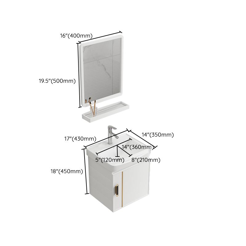 Modern Wall-mounted White Sink Ceramic Faucet Drawers Vanity Set with Mirror Clearhalo 'Bathroom Remodel & Bathroom Fixtures' 'Bathroom Vanities' 'bathroom_vanities' 'Home Improvement' 'home_improvement' 'home_improvement_bathroom_vanities' 1200x1200_959df895-f812-40d3-a529-8e4e157121eb