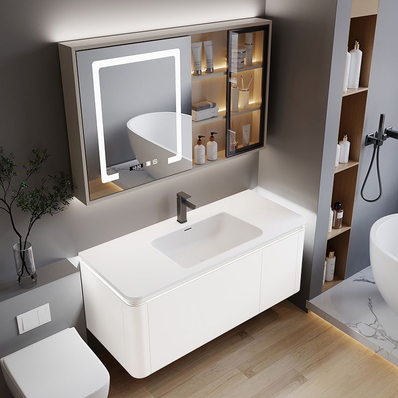 Wood Frame Vanity Rectangular Single Sink Mirror Wall-Mounted White Bathroom Vanity Clearhalo 'Bathroom Remodel & Bathroom Fixtures' 'Bathroom Vanities' 'bathroom_vanities' 'Home Improvement' 'home_improvement' 'home_improvement_bathroom_vanities' 1200x1200_95bbf8aa-f198-4570-ab95-bcc2c37c72ad