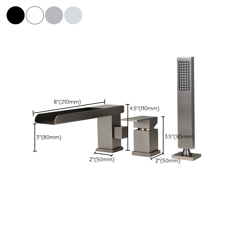 Modern Deck Mounted Metal Freestanding Tub Filler Waterfall Freestanding Faucet Clearhalo 'Bathroom Remodel & Bathroom Fixtures' 'Bathtub Faucets' 'bathtub_faucets' 'Home Improvement' 'home_improvement' 'home_improvement_bathtub_faucets' 1200x1200_95c6fa36-92c4-4db0-849d-4b3c0fd2bfe7