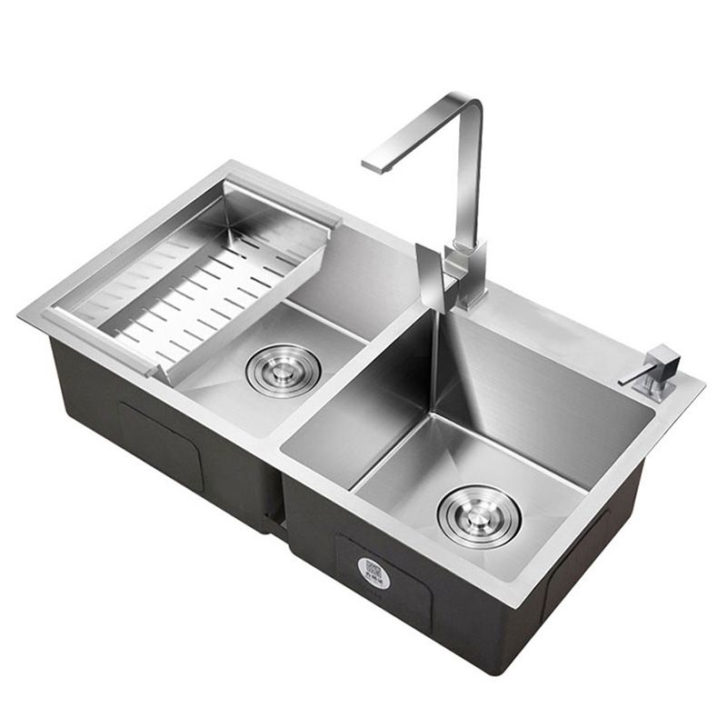 Rectangle Stainless Steel Kitchen Sink with Drain Assembly Contemporary Sink Clearhalo 'Home Improvement' 'home_improvement' 'home_improvement_kitchen_sinks' 'Kitchen Remodel & Kitchen Fixtures' 'Kitchen Sinks & Faucet Components' 'Kitchen Sinks' 'kitchen_sinks' 1200x1200_95fe6720-5cf2-4d43-952e-381d589127c3
