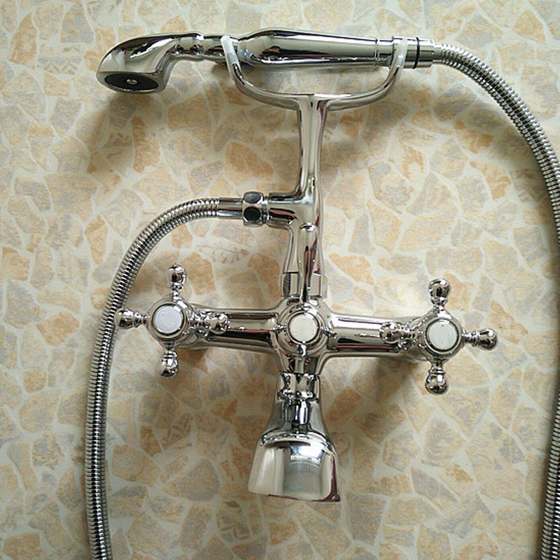 Classic Freestanding Tub Filler with Hand Shower Floor Mounted Faucet Clearhalo 'Bathroom Remodel & Bathroom Fixtures' 'Bathtub Faucets' 'bathtub_faucets' 'Home Improvement' 'home_improvement' 'home_improvement_bathtub_faucets' 1200x1200_960843c3-bc39-448b-b932-86a1c1f92cc9