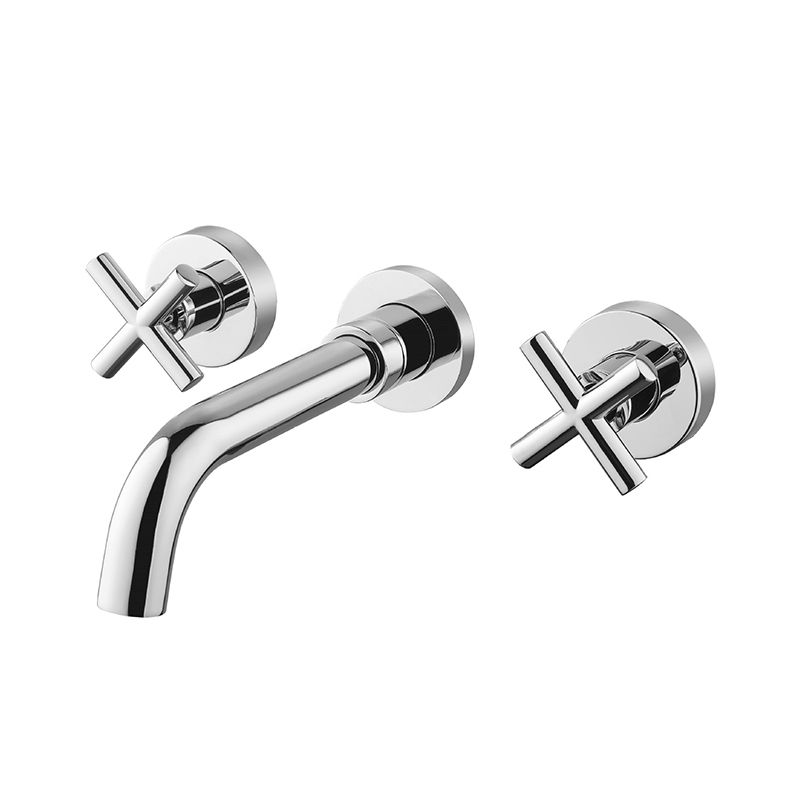 Glam Centerset Faucet Brass Cross Handles 3 Holes Wall Mounted Bathroom Faucet Clearhalo 'Bathroom Remodel & Bathroom Fixtures' 'Bathroom Sink Faucets' 'Bathroom Sinks & Faucet Components' 'bathroom_sink_faucets' 'Home Improvement' 'home_improvement' 'home_improvement_bathroom_sink_faucets' 1200x1200_96107132-156d-401a-bc10-342808c0c9c8