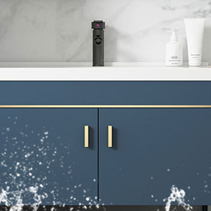 Glam Sink Vanity Stainless Steel Standalone Cabinet and Shelving Included Vanity Set Clearhalo 'Bathroom Remodel & Bathroom Fixtures' 'Bathroom Vanities' 'bathroom_vanities' 'Home Improvement' 'home_improvement' 'home_improvement_bathroom_vanities' 1200x1200_9610a15f-54fa-4faa-bd1a-398036eb5e99