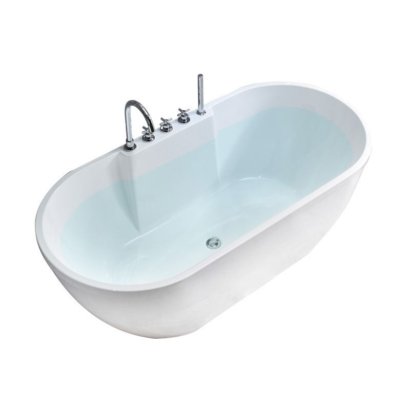 Stand Alone Oval Bath Acrylic Soaking White Modern Center Bathtub Clearhalo 'Bathroom Remodel & Bathroom Fixtures' 'Bathtubs' 'Home Improvement' 'home_improvement' 'home_improvement_bathtubs' 'Showers & Bathtubs' 1200x1200_9663f980-c666-493c-8b69-31d8394ef7f2