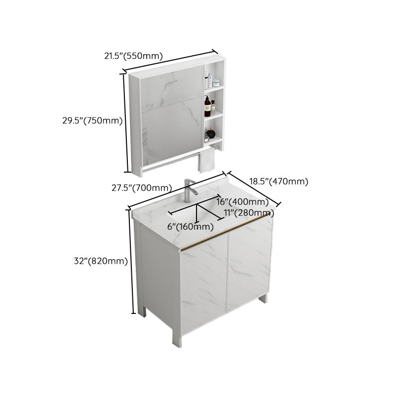 Free Standing Vanity Set White Drawer Ceramic Sink Faucet Vanity Set with Mirror Clearhalo 'Bathroom Remodel & Bathroom Fixtures' 'Bathroom Vanities' 'bathroom_vanities' 'Home Improvement' 'home_improvement' 'home_improvement_bathroom_vanities' 1200x1200_9671e4e6-f999-4b52-b47b-4231ca939ef4