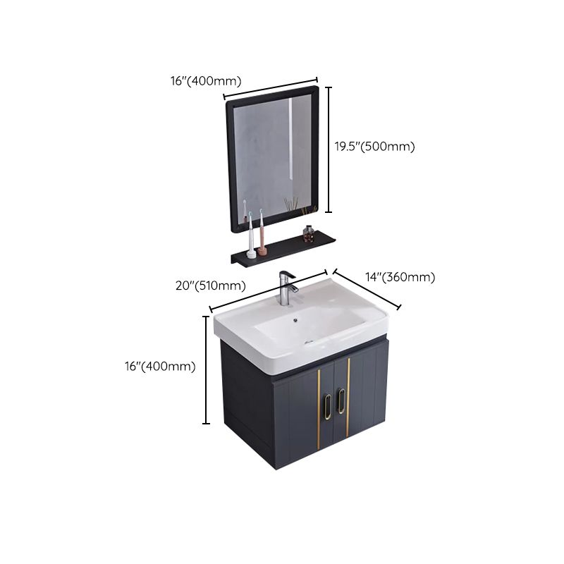 Glam Single Wall Mount Sink Vanity Gray Metal Base Rectangular Vanity Set Clearhalo 'Bathroom Remodel & Bathroom Fixtures' 'Bathroom Vanities' 'bathroom_vanities' 'Home Improvement' 'home_improvement' 'home_improvement_bathroom_vanities' 1200x1200_9673ccb9-7953-48f5-9e90-f01a1aeecf5d