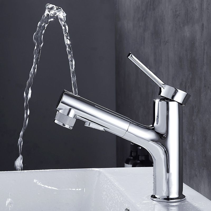 Contemporary Sink Faucet Pull-out Vessel Sink Faucet with Lever Handle Clearhalo 'Bathroom Remodel & Bathroom Fixtures' 'Bathroom Sink Faucets' 'Bathroom Sinks & Faucet Components' 'bathroom_sink_faucets' 'Home Improvement' 'home_improvement' 'home_improvement_bathroom_sink_faucets' 1200x1200_9684ce88-70e7-40b5-83d6-ee6ee3024d50