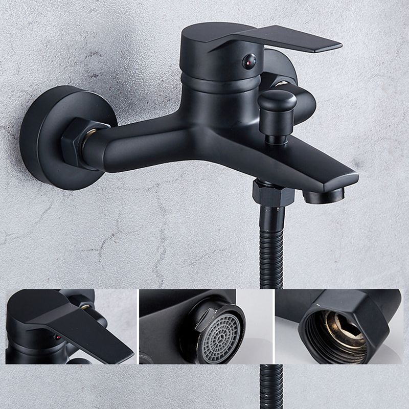 Brass Wall Mounted Shower System Single Hand Shower with Lever Handle Clearhalo 'Bathroom Remodel & Bathroom Fixtures' 'Home Improvement' 'home_improvement' 'home_improvement_shower_faucets' 'Shower Faucets & Systems' 'shower_faucets' 'Showers & Bathtubs Plumbing' 'Showers & Bathtubs' 1200x1200_9689c9b9-9d6b-48f7-abf3-f9f9e2a8c8ee