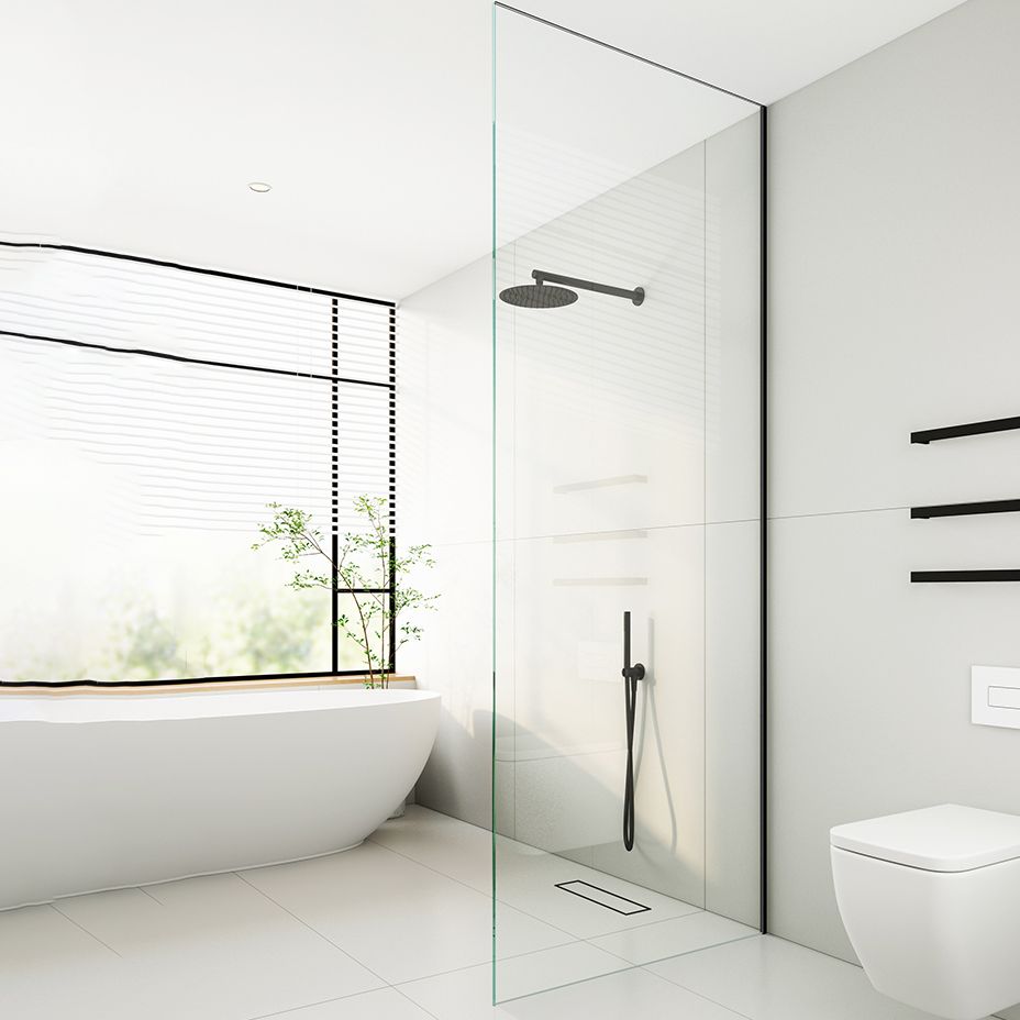 Modern Transparent Fixed Glass Panel Single Fixed Shower Screen - Clearhalo