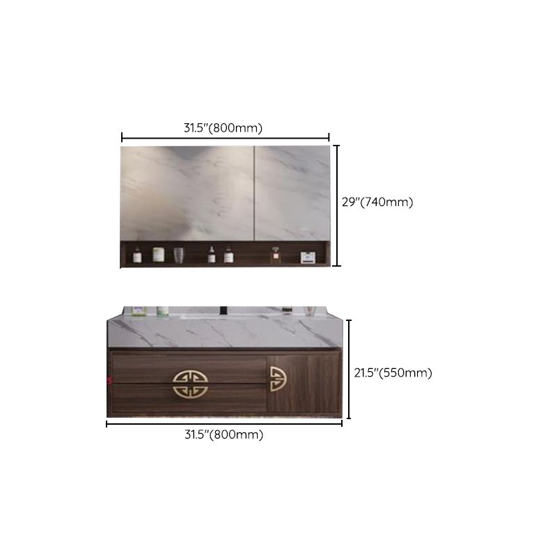 Mid-Century Modern Bathroom Vanity Stone with Mirror and Standalone Cabinet Vanity Clearhalo 'Bathroom Remodel & Bathroom Fixtures' 'Bathroom Vanities' 'bathroom_vanities' 'Home Improvement' 'home_improvement' 'home_improvement_bathroom_vanities' 1200x1200_96be9a98-1f21-4d18-867b-54821562ceb1