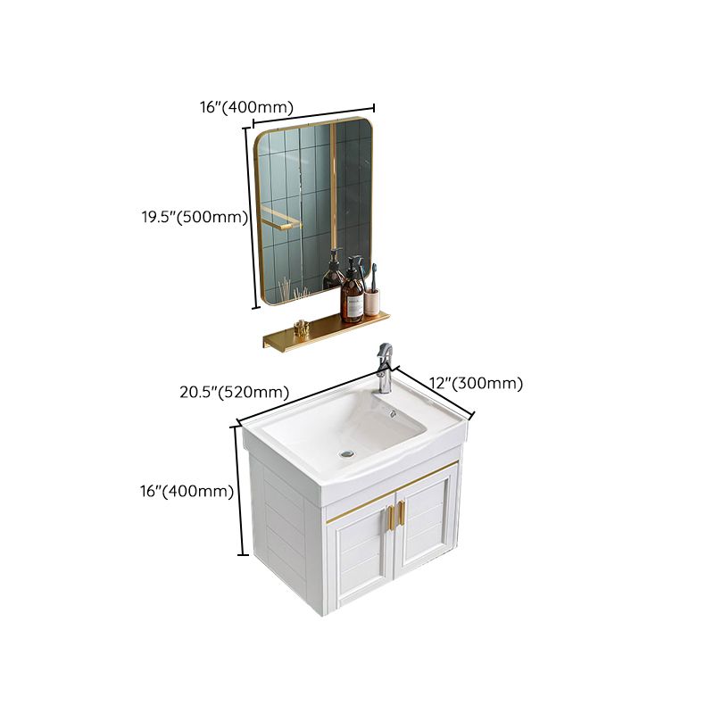 Glam Single Sink Bath Vanity Wall Mount White Metal Base Sink Vanity Clearhalo 'Bathroom Remodel & Bathroom Fixtures' 'Bathroom Vanities' 'bathroom_vanities' 'Home Improvement' 'home_improvement' 'home_improvement_bathroom_vanities' 1200x1200_96d56c19-bdc0-49c2-81aa-9fa87c0c8282