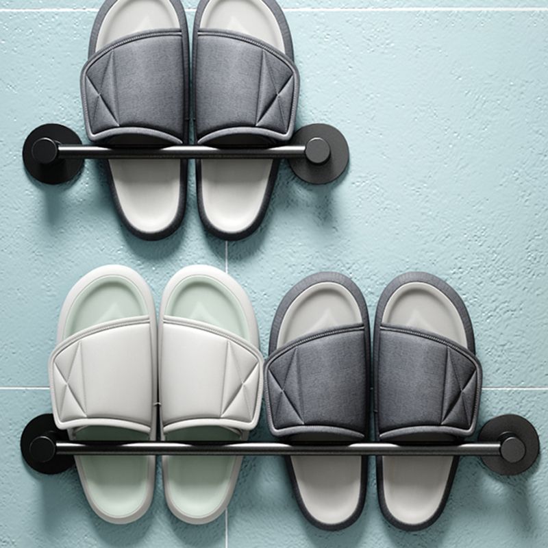 2-Piece Modern Bathroom Accessory Set Metal Slipper Rack/Towel Bar Clearhalo 'Bathroom Hardware Sets' 'Bathroom Hardware' 'Bathroom Remodel & Bathroom Fixtures' 'bathroom_hardware_sets' 'Home Improvement' 'home_improvement' 'home_improvement_bathroom_hardware_sets' 1200x1200_96da7c0b-eddf-4e0b-bd1e-2cc6fedce141