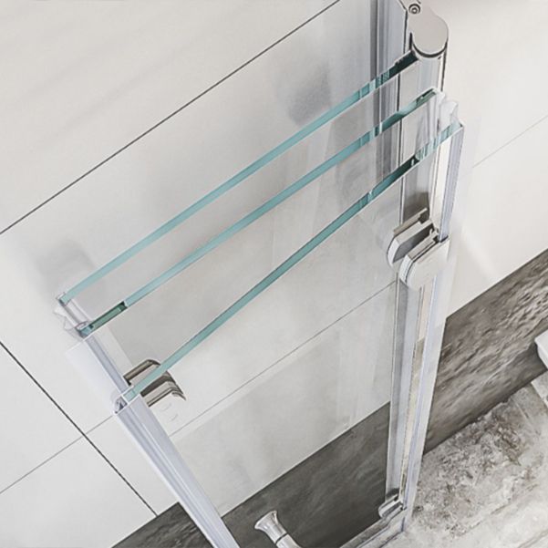Frameless Folding Tempered Glass Shower Door with Thickened 304 Stainless Steel Fittings Clearhalo 'Bathroom Remodel & Bathroom Fixtures' 'Home Improvement' 'home_improvement' 'home_improvement_shower_tub_doors' 'Shower and Tub Doors' 'shower_tub_doors' 'Showers & Bathtubs' 1200x1200_96e1af88-eb94-4e72-9e8f-9f5532610a89