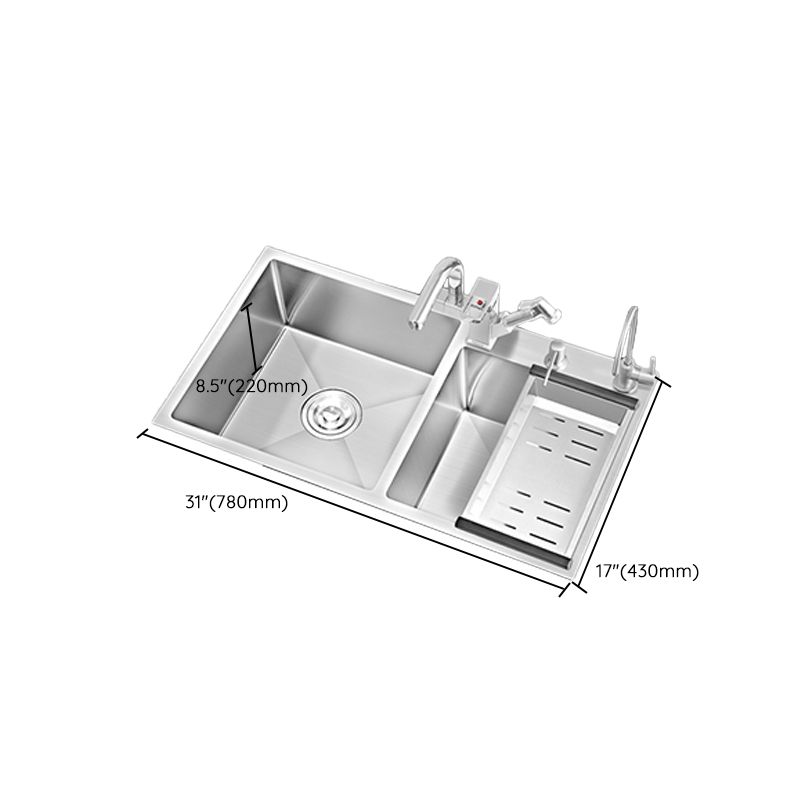Modern Style Kitchen Sink Overflow Hole Design Scratch Resistant Kitchen Sink Clearhalo 'Home Improvement' 'home_improvement' 'home_improvement_kitchen_sinks' 'Kitchen Remodel & Kitchen Fixtures' 'Kitchen Sinks & Faucet Components' 'Kitchen Sinks' 'kitchen_sinks' 1200x1200_96ec6944-4ce3-4d3e-a92c-409774474048