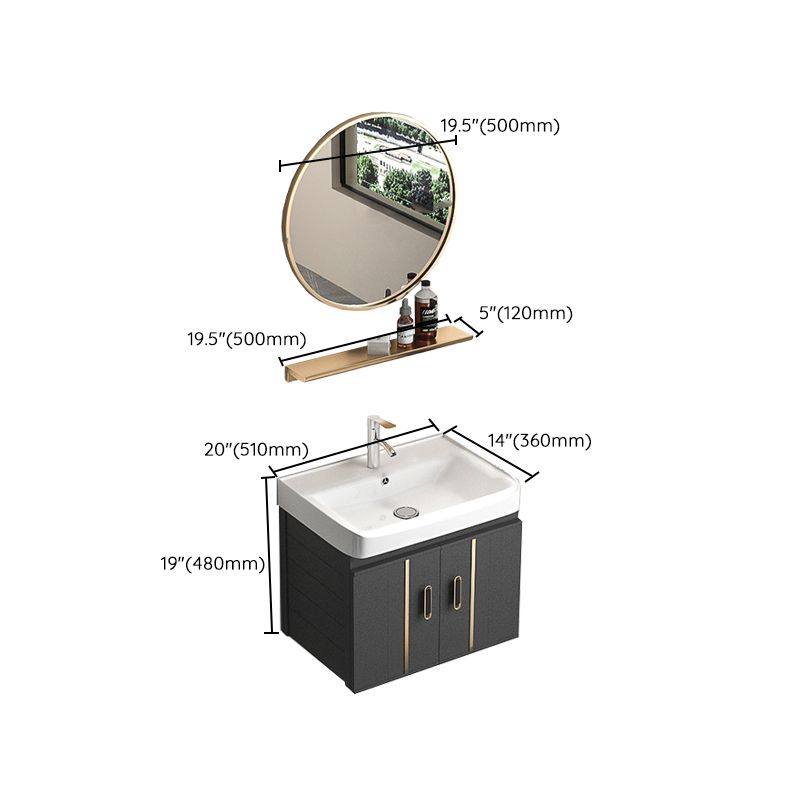 Rectangular Bathroom Vanity Modern Black Single-Sink Wall Mount Vanity Set Clearhalo 'Bathroom Remodel & Bathroom Fixtures' 'Bathroom Vanities' 'bathroom_vanities' 'Home Improvement' 'home_improvement' 'home_improvement_bathroom_vanities' 1200x1200_96f5fc45-a1da-4508-983e-91e9eabd69d1