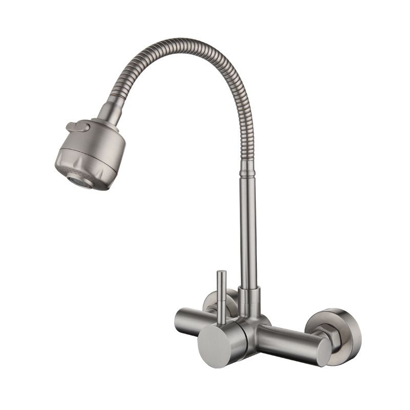 304 Stainless Steel Kitchen Faucet High Arch with Sprayer Bridge Faucets Clearhalo 'Home Improvement' 'home_improvement' 'home_improvement_kitchen_faucets' 'Kitchen Faucets' 'Kitchen Remodel & Kitchen Fixtures' 'Kitchen Sinks & Faucet Components' 'kitchen_faucets' 1200x1200_96f6e7b8-311c-4442-9cf6-e4a3ab431378