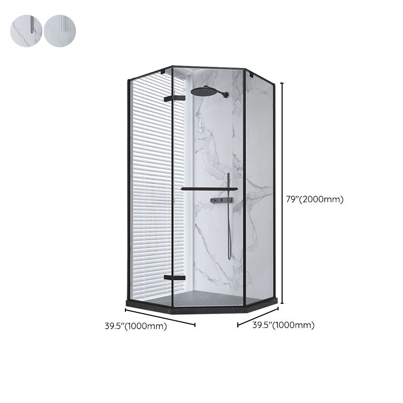 Black Neo-Angle Shower Enclosure Semi Frameless Door Hinged Shower Room Clearhalo 'Bathroom Remodel & Bathroom Fixtures' 'Home Improvement' 'home_improvement' 'home_improvement_shower_stalls_enclosures' 'Shower Stalls & Enclosures' 'shower_stalls_enclosures' 'Showers & Bathtubs' 1200x1200_96fe3122-285b-4718-b834-abca7e51b72e