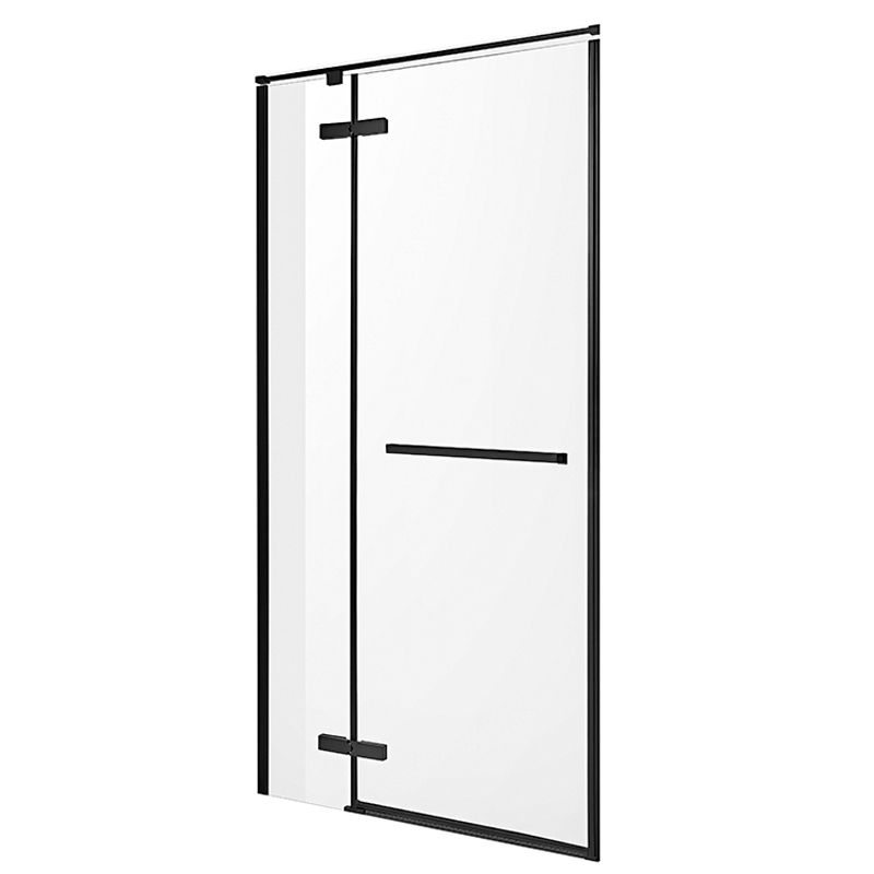 Hinged Stainless Steel Semi Frameless Shower Screen Black Narrow Edge Shower Door Clearhalo 'Bathroom Remodel & Bathroom Fixtures' 'Home Improvement' 'home_improvement' 'home_improvement_shower_tub_doors' 'Shower and Tub Doors' 'shower_tub_doors' 'Showers & Bathtubs' 1200x1200_970bef1f-edb6-409d-b1bc-4458d85ecabd