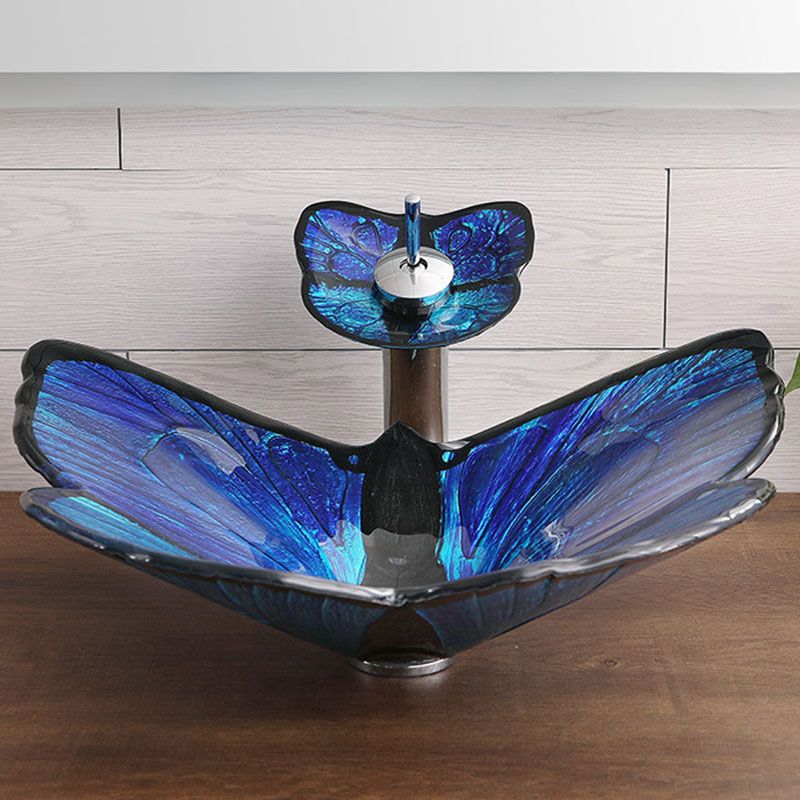 Tempered Glass Bathroom Sink Modern Style Bathroom Sink with Specialty Shape Clearhalo 'Bathroom Remodel & Bathroom Fixtures' 'Bathroom Sinks & Faucet Components' 'Bathroom Sinks' 'bathroom_sink' 'Home Improvement' 'home_improvement' 'home_improvement_bathroom_sink' 1200x1200_9715afa7-8502-431c-a272-ea8003a66388