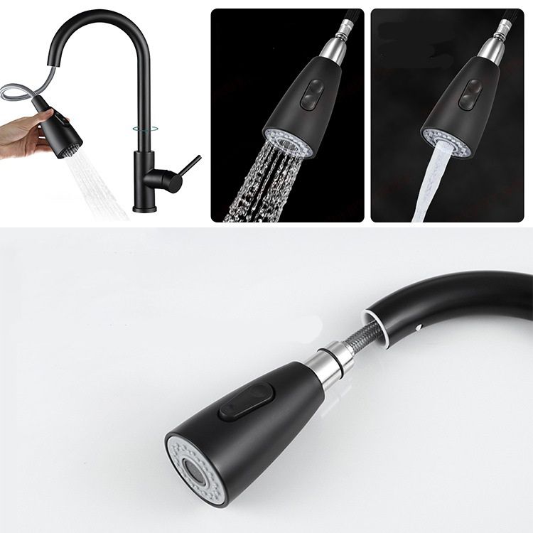 Modern Style Kitchen Faucet Stainless Steel 1-Handle Retractable Kitchen Faucet Clearhalo 'Home Improvement' 'home_improvement' 'home_improvement_kitchen_faucets' 'Kitchen Faucets' 'Kitchen Remodel & Kitchen Fixtures' 'Kitchen Sinks & Faucet Components' 'kitchen_faucets' 1200x1200_97373136-fad4-4ca1-9a3a-340b35299258