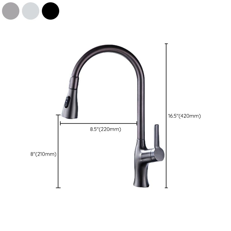 Contemporary Retractable Kitchen Faucet Copper Single Handle High Arc Kitchen Faucet Clearhalo 'Home Improvement' 'home_improvement' 'home_improvement_kitchen_faucets' 'Kitchen Faucets' 'Kitchen Remodel & Kitchen Fixtures' 'Kitchen Sinks & Faucet Components' 'kitchen_faucets' 1200x1200_978378bf-f5c9-41d7-a850-f0ab5fbb5332