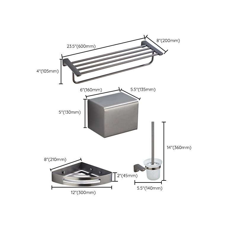 Gray Traditional Bathroom Hardware Set Stainless Steel Bathroom Accessory Kit Clearhalo 'Bathroom Hardware Sets' 'Bathroom Hardware' 'Bathroom Remodel & Bathroom Fixtures' 'bathroom_hardware_sets' 'Home Improvement' 'home_improvement' 'home_improvement_bathroom_hardware_sets' 1200x1200_978c07b2-3633-45a3-bd2c-94566450905f