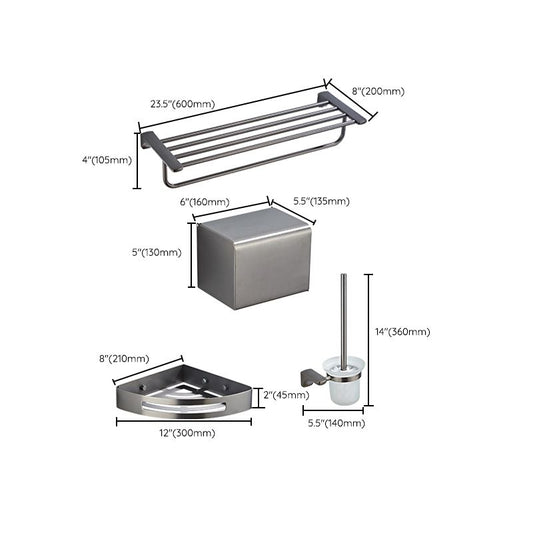 Gray Traditional Bathroom Hardware Set Stainless Steel Bathroom Accessory Kit Clearhalo 'Bathroom Hardware Sets' 'Bathroom Hardware' 'Bathroom Remodel & Bathroom Fixtures' 'bathroom_hardware_sets' 'Home Improvement' 'home_improvement' 'home_improvement_bathroom_hardware_sets' 1200x1200_978c07b2-3633-45a3-bd2c-94566450905f