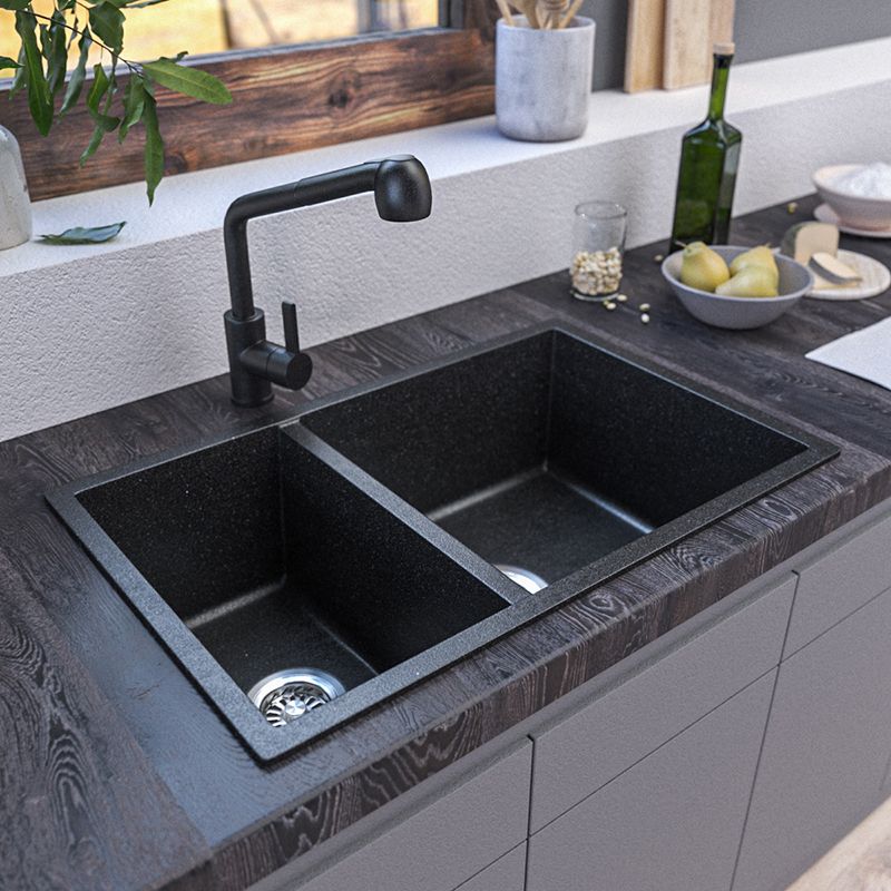 Contemporary Kitchen Sink Square Double Sink with Drain Assembly(Not Included Faucet) Clearhalo 'Home Improvement' 'home_improvement' 'home_improvement_kitchen_sinks' 'Kitchen Remodel & Kitchen Fixtures' 'Kitchen Sinks & Faucet Components' 'Kitchen Sinks' 'kitchen_sinks' 1200x1200_97904712-b426-44bc-9346-1f23cf737646