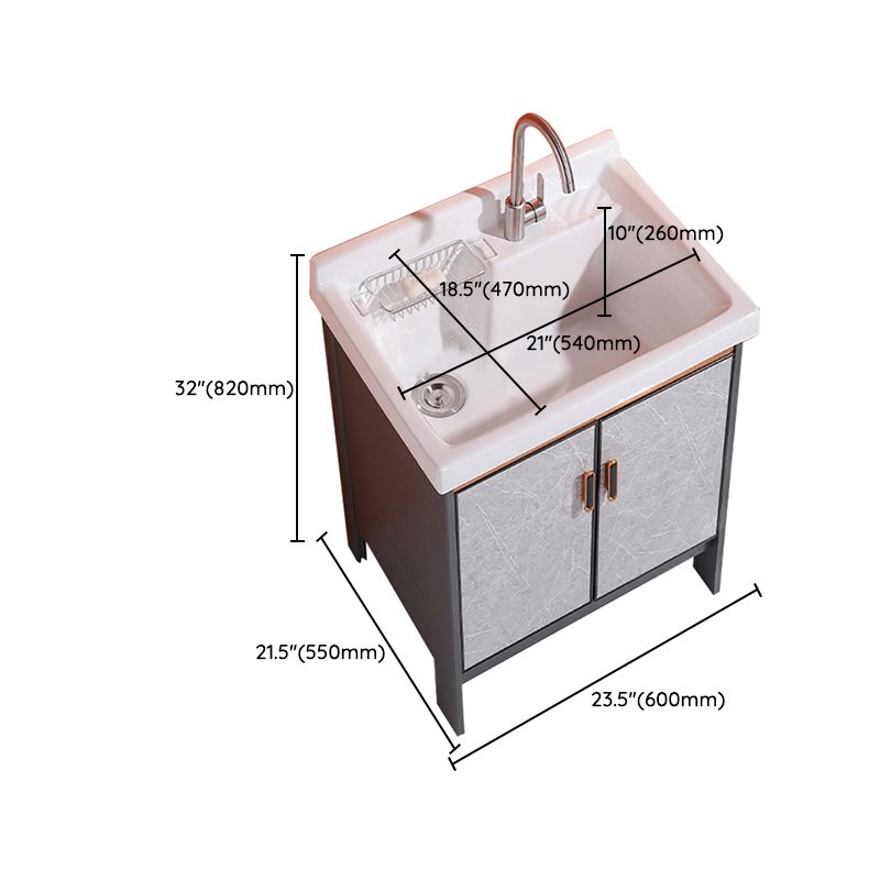 2 Doors Bathroom Vanity Freestanding Grey Rectangular Single Sink Metal Frame Bath Vanity Clearhalo 'Bathroom Remodel & Bathroom Fixtures' 'Bathroom Vanities' 'bathroom_vanities' 'Home Improvement' 'home_improvement' 'home_improvement_bathroom_vanities' 1200x1200_97ada9ee-6e45-4e8f-a300-d412a8e0b0ab