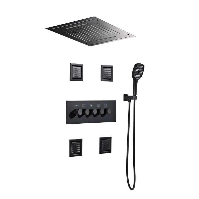 Modern Shower Trim Brass Temperature Control Ceiling Mounted Shower System Clearhalo 'Bathroom Remodel & Bathroom Fixtures' 'Home Improvement' 'home_improvement' 'home_improvement_shower_faucets' 'Shower Faucets & Systems' 'shower_faucets' 'Showers & Bathtubs Plumbing' 'Showers & Bathtubs' 1200x1200_97b0ce25-ffd7-4245-a85d-0692548b67bc