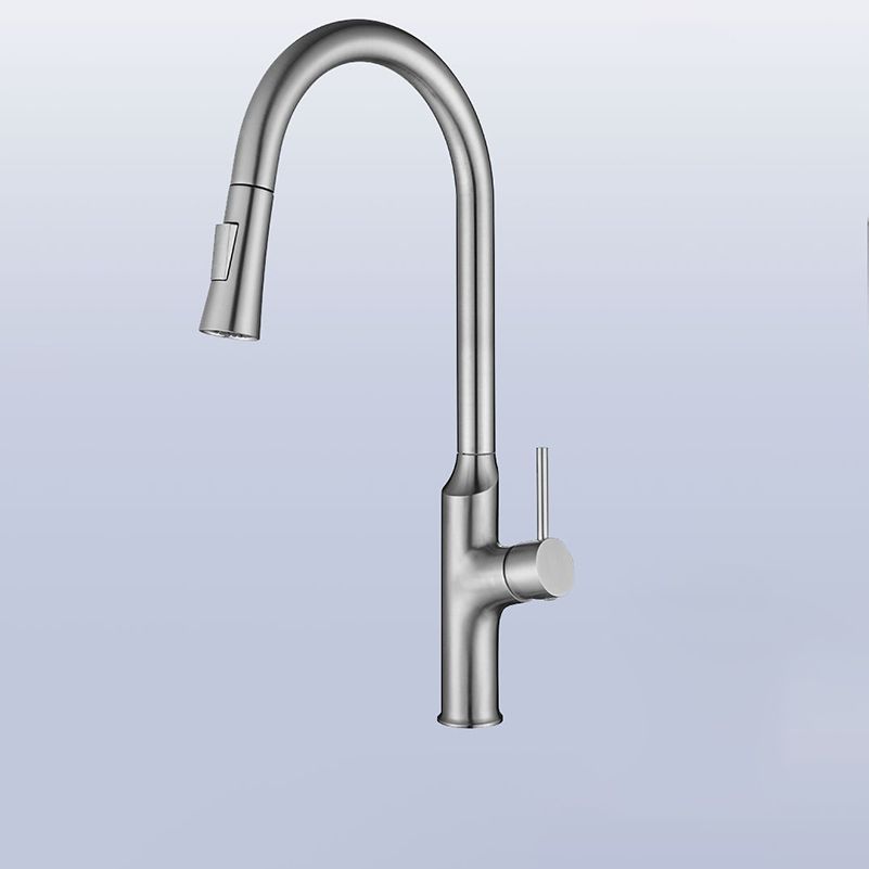 Contemporary Single Lever Kitchen Faucet 1-Hold Water Faucet with Pull out Sprayer Clearhalo 'Home Improvement' 'home_improvement' 'home_improvement_kitchen_faucets' 'Kitchen Faucets' 'Kitchen Remodel & Kitchen Fixtures' 'Kitchen Sinks & Faucet Components' 'kitchen_faucets' 1200x1200_97df4461-23ff-41e7-a169-2f1b314c11ab