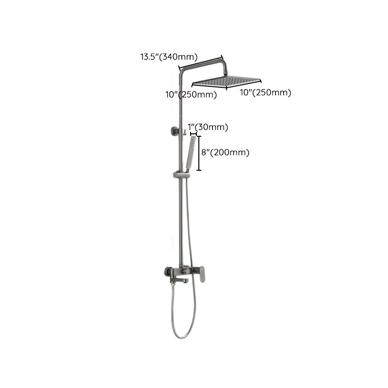Square Shower System Wall Mount Shower Arm Grey Shower System with Shower Hose Clearhalo 'Bathroom Remodel & Bathroom Fixtures' 'Home Improvement' 'home_improvement' 'home_improvement_shower_faucets' 'Shower Faucets & Systems' 'shower_faucets' 'Showers & Bathtubs Plumbing' 'Showers & Bathtubs' 1200x1200_97e246b1-cee9-4aa6-9048-b37bd190ecbe