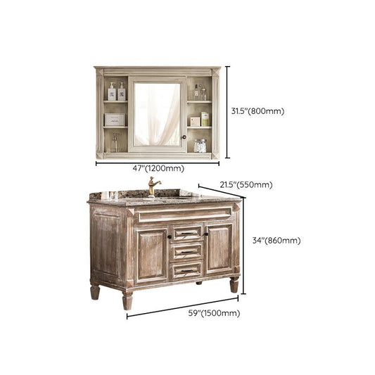 Wood Traditional Sink Vanity Freestanding Bathroom Sink Vanity with Mirror Clearhalo 'Bathroom Remodel & Bathroom Fixtures' 'Bathroom Vanities' 'bathroom_vanities' 'Home Improvement' 'home_improvement' 'home_improvement_bathroom_vanities' 1200x1200_980dbdb5-9171-4c2c-a99c-a9e4951c9912