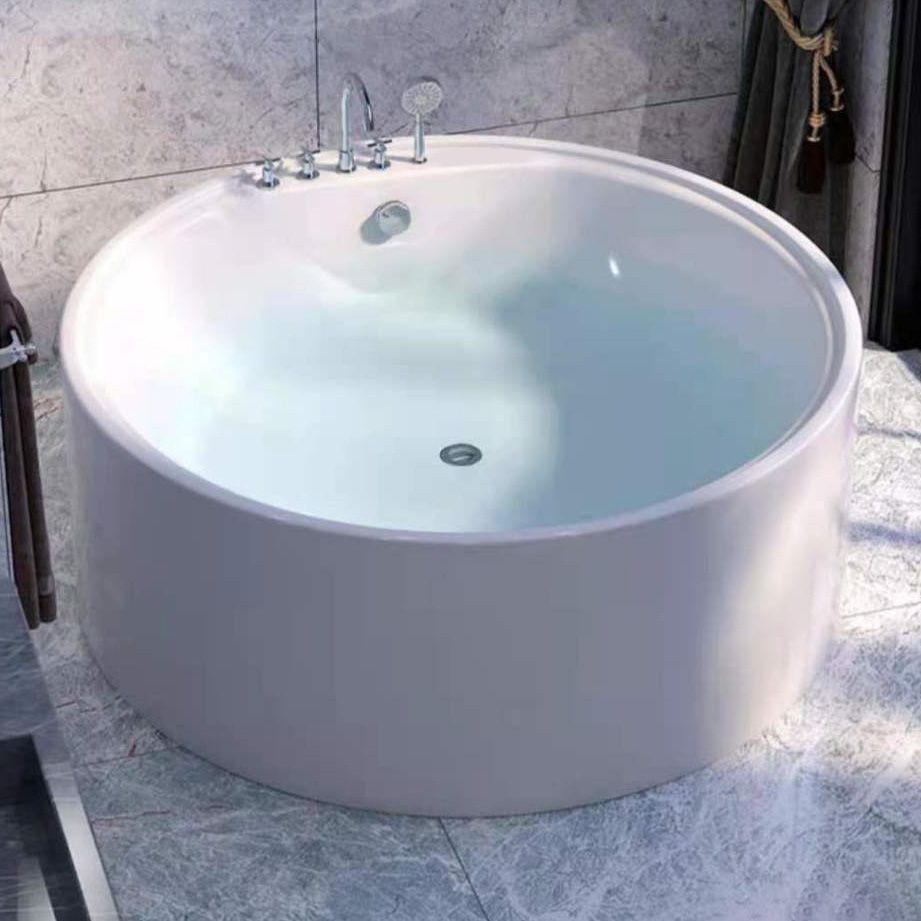 Modern Acrylic Round Bath Freestanding Soaking 22.05-inch Tall Tub in White Clearhalo 'Bathroom Remodel & Bathroom Fixtures' 'Bathtubs' 'Home Improvement' 'home_improvement' 'home_improvement_bathtubs' 'Showers & Bathtubs' 1200x1200_981e5bdc-ffec-4f53-b7a3-bbc92f2fcf2c