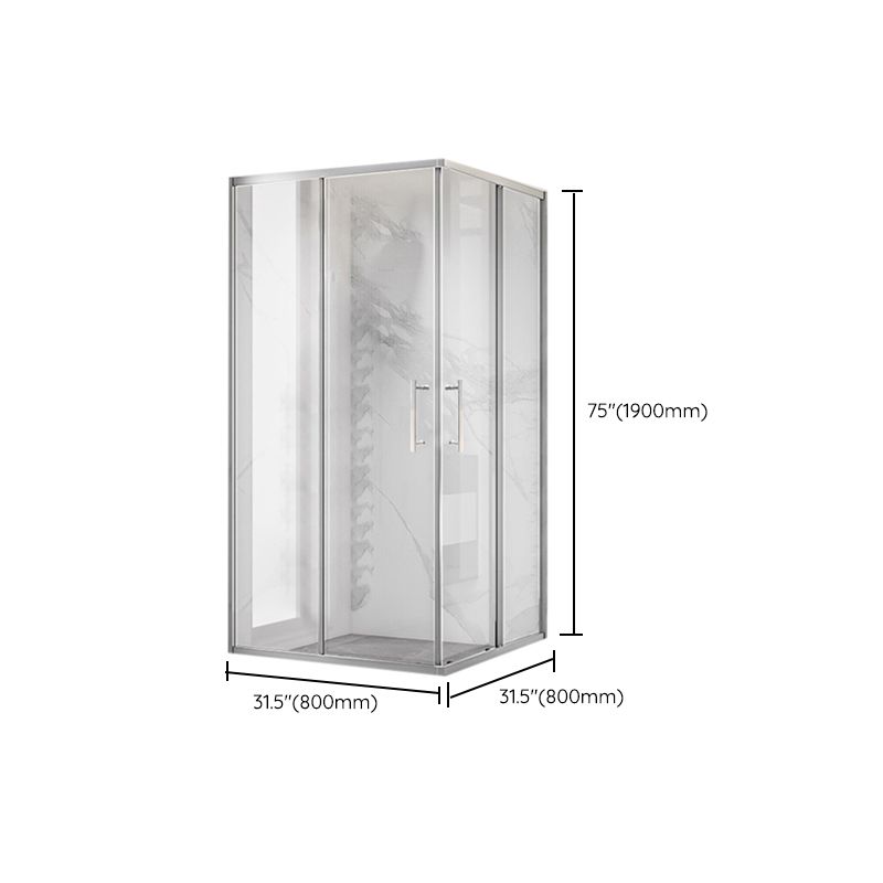 Double Sliding Shower Enclosure Framed Clear Tempered Glass Shower Enclosure Clearhalo 'Bathroom Remodel & Bathroom Fixtures' 'Home Improvement' 'home_improvement' 'home_improvement_shower_stalls_enclosures' 'Shower Stalls & Enclosures' 'shower_stalls_enclosures' 'Showers & Bathtubs' 1200x1200_982982cd-cfd9-4d49-b095-a3510c10cf01