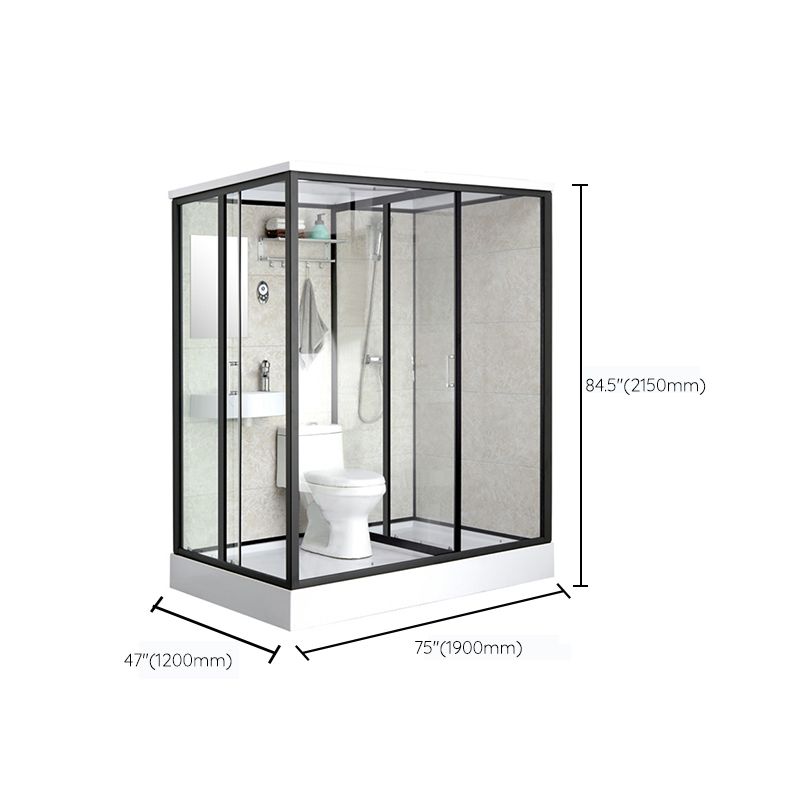 One Piece Tempered Glass Single Sliding Shower Enclosure White Frame Shower Enclosure Clearhalo 'Bathroom Remodel & Bathroom Fixtures' 'Home Improvement' 'home_improvement' 'home_improvement_shower_stalls_enclosures' 'Shower Stalls & Enclosures' 'shower_stalls_enclosures' 'Showers & Bathtubs' 1200x1200_985398ad-593e-4eec-b83d-705911c2563c