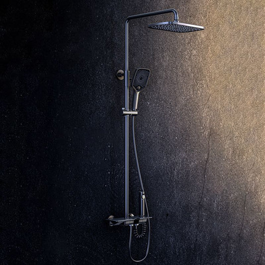 Brass Wall Mounted Shower Combo Rain Shower Set with Slide Bar Included Clearhalo 'Bathroom Remodel & Bathroom Fixtures' 'Home Improvement' 'home_improvement' 'home_improvement_shower_faucets' 'Shower Faucets & Systems' 'shower_faucets' 'Showers & Bathtubs Plumbing' 'Showers & Bathtubs' 1200x1200_985a9e7d-90dc-4495-8f1b-c09956b412fa
