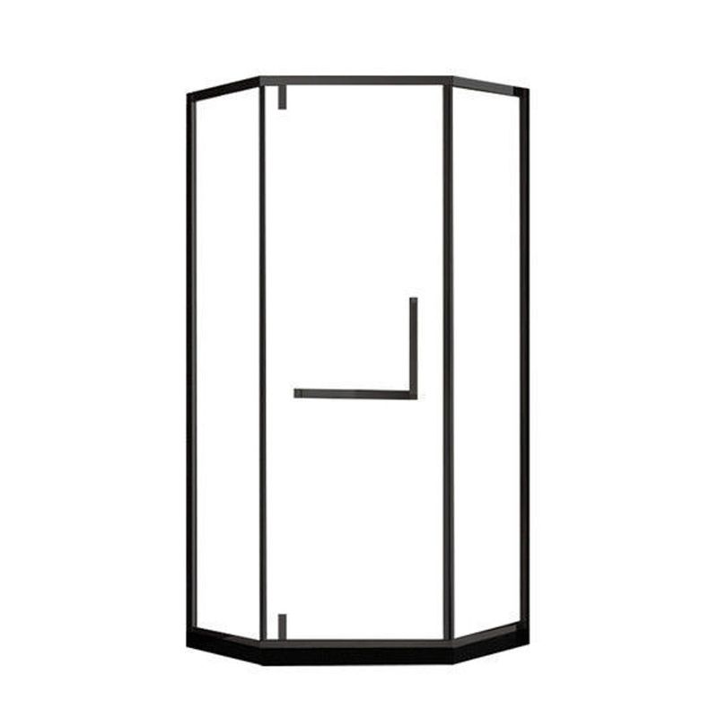 Contemporary Black Shower Enclosure Neo-Angle Semi-Frameless Clear Shower Enclosure Clearhalo 'Bathroom Remodel & Bathroom Fixtures' 'Home Improvement' 'home_improvement' 'home_improvement_shower_stalls_enclosures' 'Shower Stalls & Enclosures' 'shower_stalls_enclosures' 'Showers & Bathtubs' 1200x1200_986d219f-8070-472b-a322-b9b06e17b470