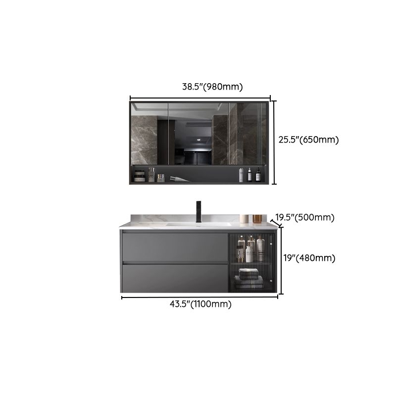 Fashionable Grey Bathroom Sink Vanity Two Drawer Wall Mounted Standard Clearhalo 'Bathroom Remodel & Bathroom Fixtures' 'Bathroom Vanities' 'bathroom_vanities' 'Home Improvement' 'home_improvement' 'home_improvement_bathroom_vanities' 1200x1200_986e11f5-1ebe-43e5-8f81-782d42781e6e