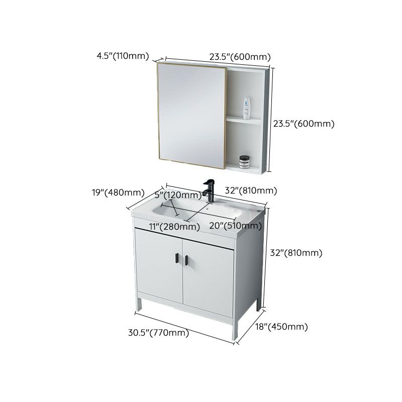 Modern Sink Vanity Free-standing Standard White Vanity Cabinet Clearhalo 'Bathroom Remodel & Bathroom Fixtures' 'Bathroom Vanities' 'bathroom_vanities' 'Home Improvement' 'home_improvement' 'home_improvement_bathroom_vanities' 1200x1200_98736965-9885-4896-8985-6aa76229bffb
