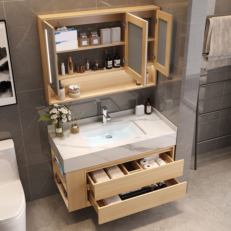 Gorgeous Sink Vanity Wood Wall-Mounted Mirror Cabinet Vanity Cabinet with Storage Shelving Clearhalo 'Bathroom Remodel & Bathroom Fixtures' 'Bathroom Vanities' 'bathroom_vanities' 'Home Improvement' 'home_improvement' 'home_improvement_bathroom_vanities' 1200x1200_987cff0a-c8ce-4152-aa4f-ee62951033fe