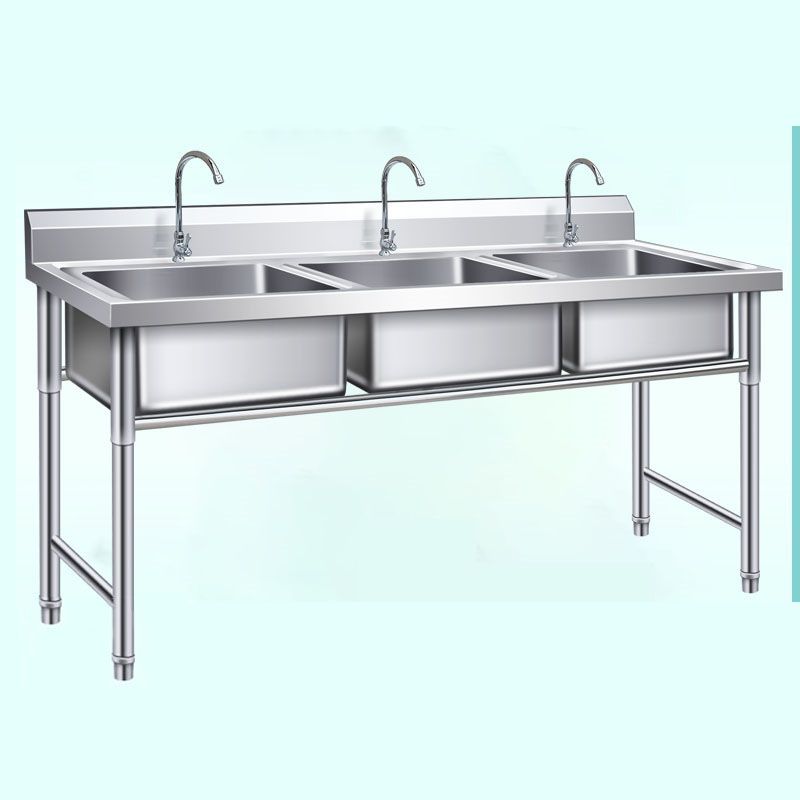 Simple Kitchen Sink Triple Bowl Stainless Steel Sink with Faucets Clearhalo 'Home Improvement' 'home_improvement' 'home_improvement_kitchen_sinks' 'Kitchen Remodel & Kitchen Fixtures' 'Kitchen Sinks & Faucet Components' 'Kitchen Sinks' 'kitchen_sinks' 1200x1200_9898b930-4b6e-404a-834f-6a58bc6fd146