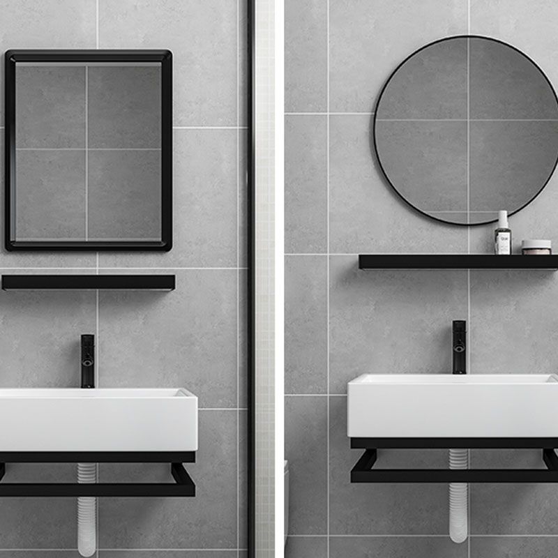 Bathroom Sink Ceramic White Wall-mounted Rod Handle Faucet Sink Clearhalo 'Bathroom Remodel & Bathroom Fixtures' 'Bathroom Sinks & Faucet Components' 'Bathroom Sinks' 'bathroom_sink' 'Home Improvement' 'home_improvement' 'home_improvement_bathroom_sink' 1200x1200_98a6198f-efb8-40bb-88fe-3303918cdd1f