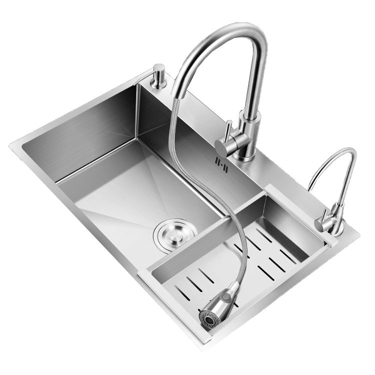 Modern Kitchen Bar Sink Stainless Steel with Basket Strainer Workstation Clearhalo 'Home Improvement' 'home_improvement' 'home_improvement_kitchen_sinks' 'Kitchen Remodel & Kitchen Fixtures' 'Kitchen Sinks & Faucet Components' 'Kitchen Sinks' 'kitchen_sinks' 1200x1200_98a84b2a-660f-4a70-8e68-5288c9846f63